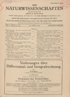 Die Naturwissenschaften. Wochenschrift..., 15. Jg. 1927, 19. August, Heft 33.