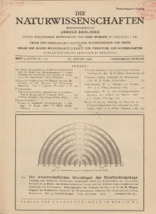 Die Naturwissenschaften. Wochenschrift..., 15. Jg. 1927, 26. August, Heft 34.