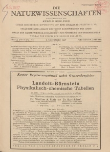 Die Naturwissenschaften. Wochenschrift..., 15. Jg. 1927, 2. September, Heft 35.
