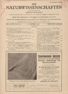 Die Naturwissenschaften. Wochenschrift..., 15. Jg. 1927, 7. Oktober, Heft 40.