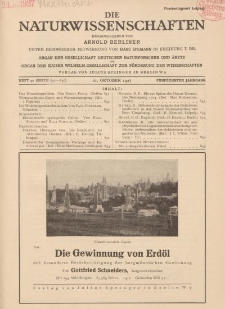 Die Naturwissenschaften. Wochenschrift..., 15. Jg. 1927, 21. Oktober, Heft 42.