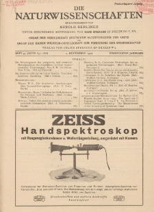 Die Naturwissenschaften. Wochenschrift..., 15. Jg. 1927, 4. November, Heft 44.