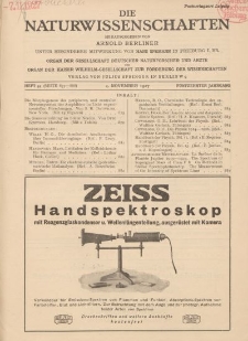 Die Naturwissenschaften. Wochenschrift..., 15. Jg. 1927, 4. November, Heft 44.