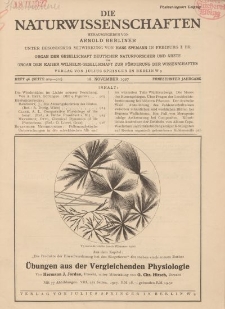 Die Naturwissenschaften. Wochenschrift..., 15. Jg. 1927, 18. November, Heft 46.
