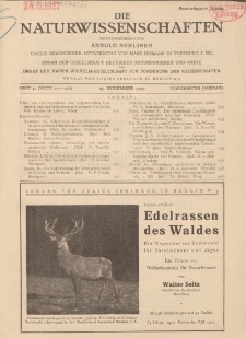 Die Naturwissenschaften. Wochenschrift..., 15. Jg. 1927, 25. November, Heft 47.