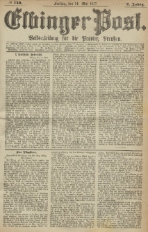 Elbinger Post, Nr. 110, Freitag 14 Mail 1875, 2 Jh
