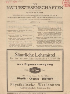 Die Naturwissenschaften. Wochenschrift..., 13. Jg. 1925, 9. Januar, Heft 2.