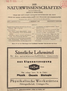 Die Naturwissenschaften. Wochenschrift..., 13. Jg. 1925, 6. Februar, Heft 6.