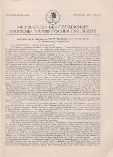 Mitteilungen der Gesellschaft Deutscher Naturforscher und Aerzte, 2. Jg. 1925, Februar, Nr 1/2.