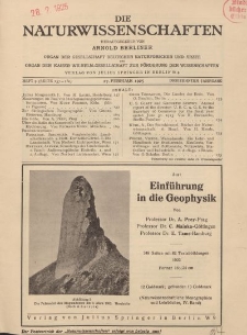 Die Naturwissenschaften. Wochenschrift..., 13. Jg. 1925, 27. Februar, Heft 9.