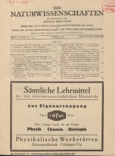 Die Naturwissenschaften. Wochenschrift..., 13. Jg. 1925, 6. März, Heft 10.