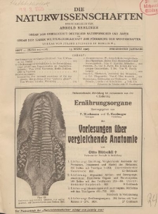 Die Naturwissenschaften. Wochenschrift..., 13. Jg. 1925, 13. März, Heft 11.