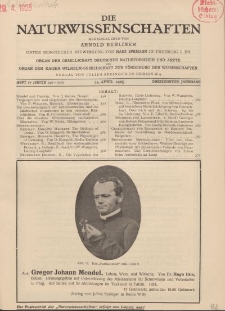 Die Naturwissenschaften. Wochenschrift..., 13. Jg. 1925, 24. April, Heft 17.