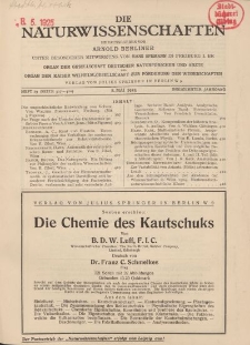 Die Naturwissenschaften. Wochenschrift..., 13. Jg. 1925, 8. Mai, Heft 19.