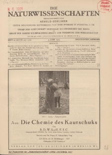Die Naturwissenschaften. Wochenschrift..., 13. Jg. 1925, 5. Juni, Heft 23.
