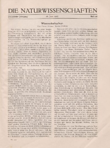 Die Naturwissenschaften. Wochenschrift..., 13. Jg. 1925, 26. Juni, Heft 26.