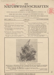 Die Naturwissenschaften. Wochenschrift..., 13. Jg. 1925, 3. Juli, Heft 27.