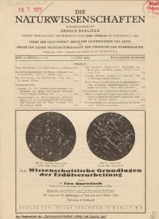Die Naturwissenschaften. Wochenschrift..., 13. Jg. 1925, 10. Juli, Heft 28.