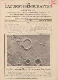 Die Naturwissenschaften. Wochenschrift..., 13. Jg. 1925, 31. Juli, Heft 31.