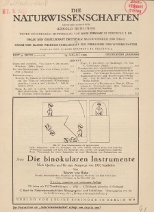 Die Naturwissenschaften. Wochenschrift..., 13. Jg. 1925, 14. August, Heft 33.