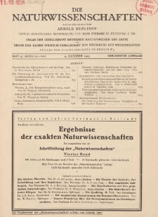 Die Naturwissenschaften. Wochenschrift..., 13. Jg. 1925, 9. Oktober, Heft 41.