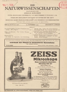 Die Naturwissenschaften. Wochenschrift..., 13. Jg. 1925, 13. November, Heft 46.