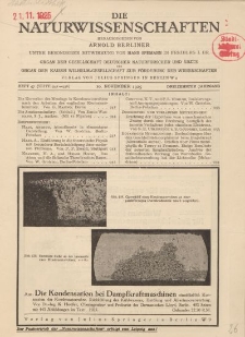 Die Naturwissenschaften. Wochenschrift..., 13. Jg. 1925, 20. November, Heft 47.