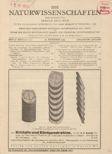 Die Naturwissenschaften. Wochenschrift..., 13. Jg. 1925, 27. November, Heft 48.