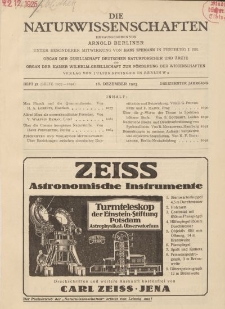 Die Naturwissenschaften. Wochenschrift..., 13. Jg. 1925, 18. Dezember, Heft 51.