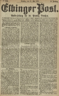 Elbinger Post, Nr. 118, Dienstag 25 Mail 1875, 2 Jh