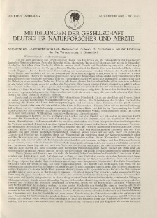 Mitteilungen der Gesellschaft Deutscher Naturforscher und Aerzte, 3. Jg. 1926, November, Nr 10/11.
