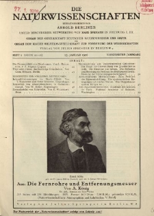 Die Naturwissenschaften. Wochenschrift..., 14. Jg. 1926, 15. Januar, Heft 3.