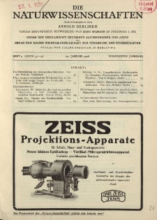 Die Naturwissenschaften. Wochenschrift..., 14. Jg. 1926, 22. Januar, Heft 4.