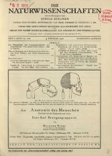 Die Naturwissenschaften. Wochenschrift..., 14. Jg. 1926, 5. Februar, Heft 6.