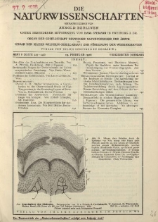 Die Naturwissenschaften. Wochenschrift..., 14. Jg. 1926, 19. Februar, Heft 8.