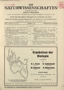 Die Naturwissenschaften. Wochenschrift..., 14. Jg. 1926, 5. März, Heft 10.