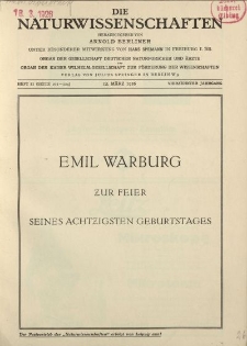 Die Naturwissenschaften. Wochenschrift..., 14. Jg. 1926, 12. März, Heft 11.