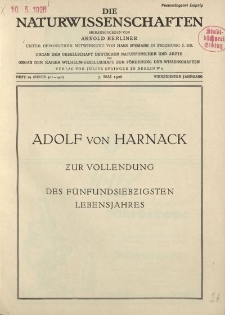 Die Naturwissenschaften. Wochenschrift..., 14. Jg. 1926, 7. Mai, Heft 19.