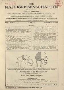 Die Naturwissenschaften. Wochenschrift..., 14. Jg. 1926, 21. Mai, Heft 21.
