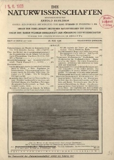 Die Naturwissenschaften. Wochenschrift..., 14. Jg. 1926, 28. Mai, Heft 22.