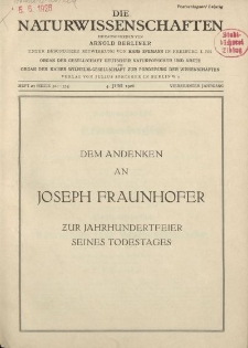 Die Naturwissenschaften. Wochenschrift..., 14. Jg. 1926, 4. Juni, Heft 23.