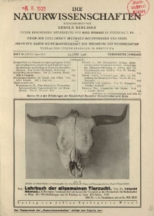 Die Naturwissenschaften. Wochenschrift..., 14. Jg. 1926, 25. Juni, Heft 26.