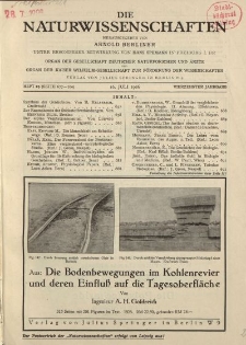 Die Naturwissenschaften. Wochenschrift..., 14. Jg. 1926, 16. Juli, Heft 29.