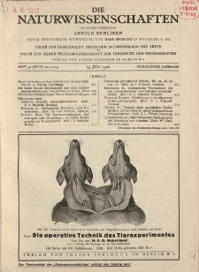 Die Naturwissenschaften. Wochenschrift..., 14. Jg. 1926, 23. Juli, Heft 30.