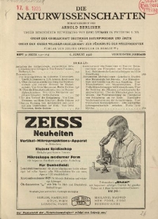Die Naturwissenschaften. Wochenschrift..., 14. Jg. 1926, 6. August, Heft 32.