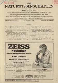 Die Naturwissenschaften. Wochenschrift..., 14. Jg. 1926, 15. Oktober, Heft 42.