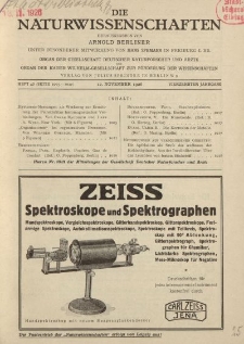 Die Naturwissenschaften. Wochenschrift..., 14. Jg. 1926, 12. November, Heft 46.