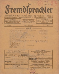 Der Fremdsprachler : Zeitschrift für lebendige Sprachen-Pflege Organ des Deutschen, 5. Jahrgang, Juni 1928, Nr 6.