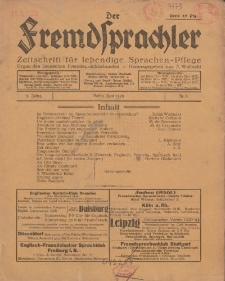 Der Fremdsprachler : Zeitschrift für lebendige Sprachen-Pflege Organ des Deutschen, 5. Jahrgang, Juni 1928, Nr 6.