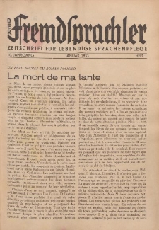 Der Fremdsprachler : Zeitschrift für lebendige Sprachen-Pflege Organ des Deutschen, 10. Jahrgang, Januar 1933, Heft 1.